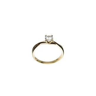 Solitaire Ring in 18kt Yellow Gold with White Zircons