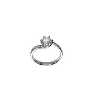 Solitaire Ring in 18 Carat White Gold with White Zircons