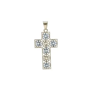 18kt Yellow and White Gold Cross - Religious Pendant