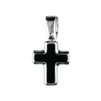 18kt White Gold Cross with Onyx