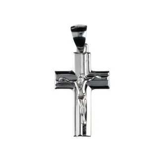 18kt White Gold Cross with Christ