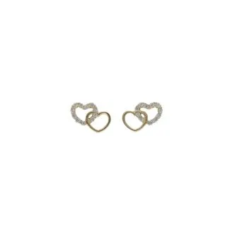 18kt Yellow Gold Heart Earrings with Zirconia