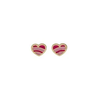 18kt Yellow Gold Heart Earrings with Screw Back