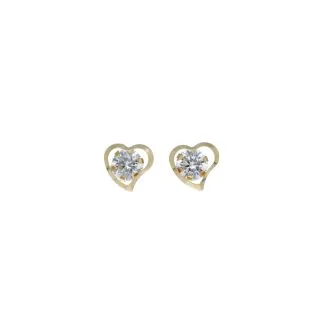 Heart Earrings in 18k Gold with White Zircons