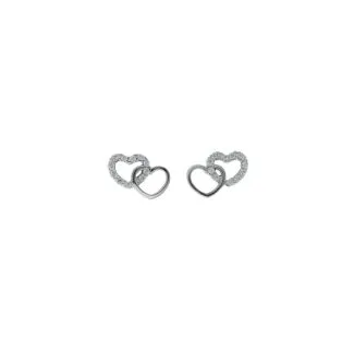 Heart Earrings in 18k White Gold with White Zircons