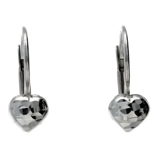 18kt White Gold Heart Earrings for Girls