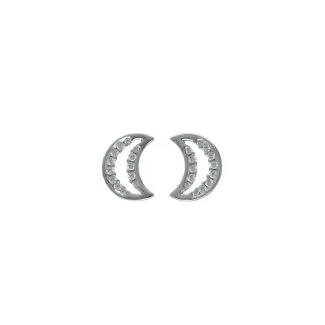 Moon Earrings in 18kt White Gold with White Zircons