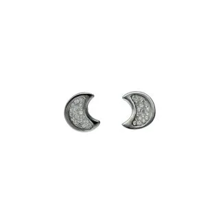 Moon Earrings in 18kt White Gold and Zirconia
