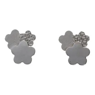 Flower Earrings in 18kt White Gold - 1.10 gr