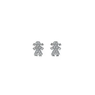 Baby Earrings in 18kt White Gold and White Zircons