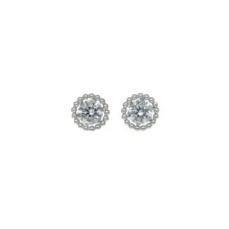 Punto Luce Screw-Back Earrings in 18kt White Gold with White Zircons