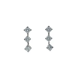Trilogy Earrings in White Gold with Zircons