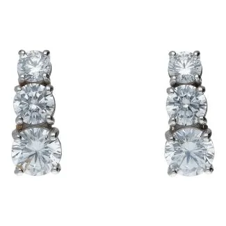 Trilogy Earrings in 18kt Gold with White Zircons