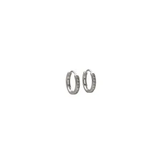 18k White Gold Hoop Earrings with Zircons