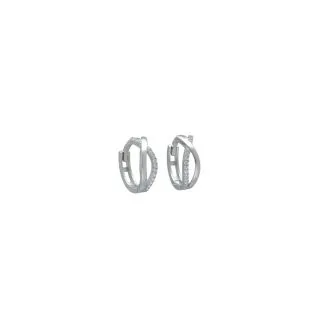 18ct Yellow Gold Hoop Earrings with White Zircons