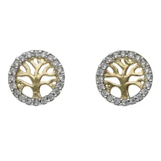 18kt Yellow and White Gold Tree of Life Earrings