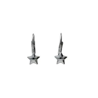Girl's Star Earrings in 18k White Gold