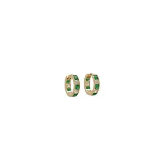 Women's 18kt Yellow Gold Hoop Earrings with Green Zircons