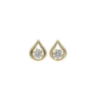 Women's 18kt Gold Earrings with White Zirconia