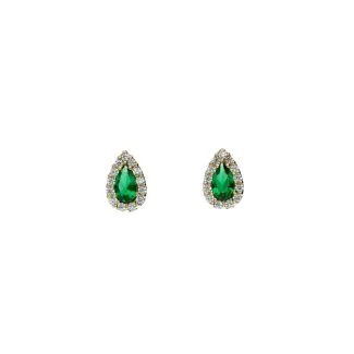 Women's 18kt Yellow Gold Earrings with Green Zircons