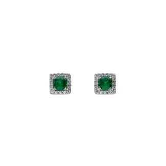 18kt White Gold Earrings with Green Zircons
