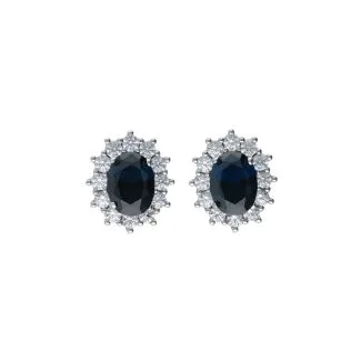 Screw-Back Earrings in 18kt White Gold with Blue Zircons