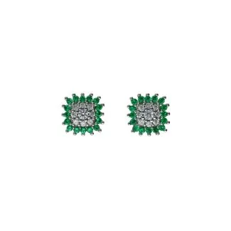 Women's Earrings in White Gold with Green Zircons