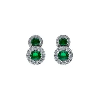 Women's 18k White Gold Earrings with Green Zircons