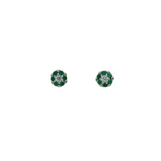 Screw-Back Earrings in 18kt White Gold with Green Zircons