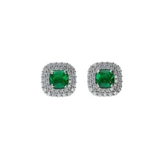 18kt White Gold Earrings with Green Zircons
