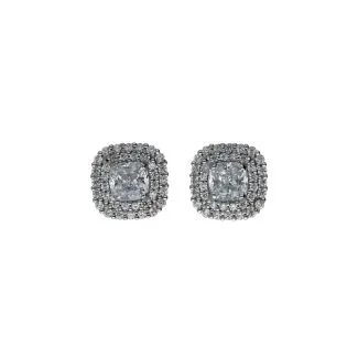Women's 18k White Gold Earrings with White Zircons