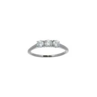Trilogy Ring in 18kt White Gold with White Zircons