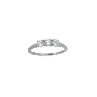 18kt White Gold Trilogy Ring with White Zircons