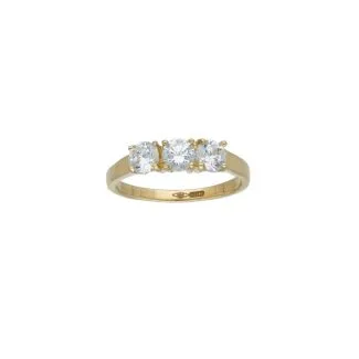 Trilogy Ring in 18kt Yellow Gold with White Zircons