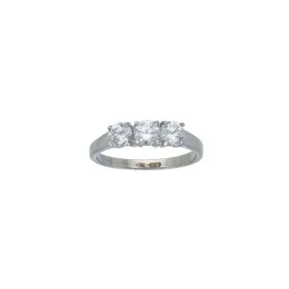 Trilogy Ring in 18kt White Gold with White Zircons