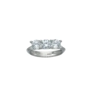 Trilogy Ring in 18kt White Gold with Zircons