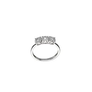 18k White Gold Trilogy Ring with Zircons