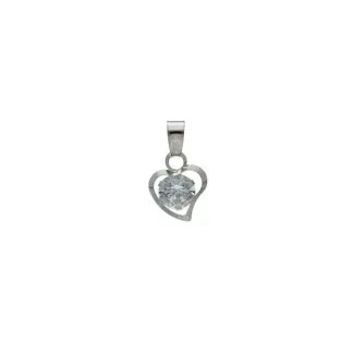 Heart Pendant with Zircons in 18kt White Gold