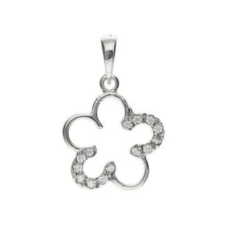 Flower Pendant with Cubic Zirconia in 18kt White Gold