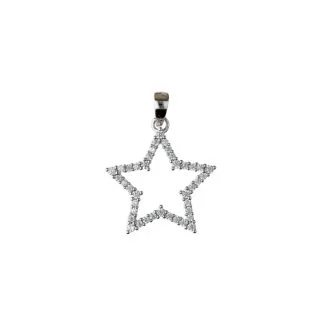 Star Pendant with Zircons in 18kt White Gold