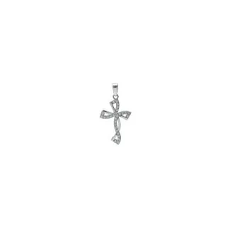 18kt White Gold Cross with Zircons