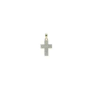 18kt Yellow Gold Cross with White Zirconia