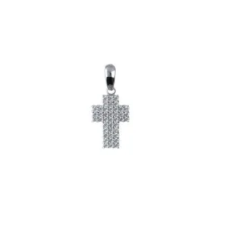 18kt White Gold Cross Pendant with Cubic Zirconia