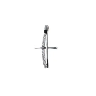 18kt White Gold Cross with White Zirconia