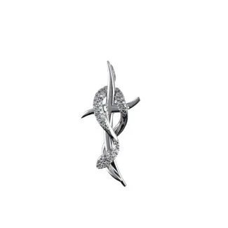 18kt White Gold Cross Pendant with White Zirconia