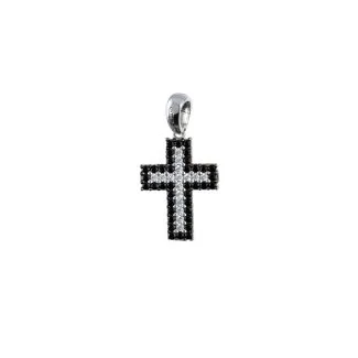 18kt White Gold Cross with Black Zirconia