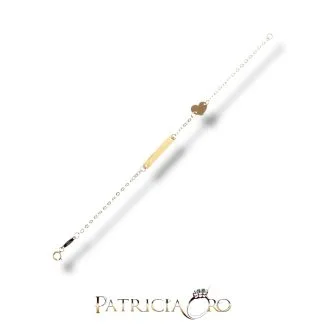 18k Gold Girl's Bracelet with Nameplate and Heart