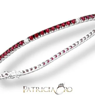 Ruby and Diamond Tennis Bracelet in 18kt White Gold