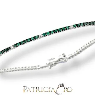 Davite&Delucchi Emerald and Diamond Tennis Bracelet in 18kt Gold