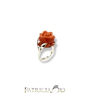 Sciacca Coral Rose Ring, 9kt Gold